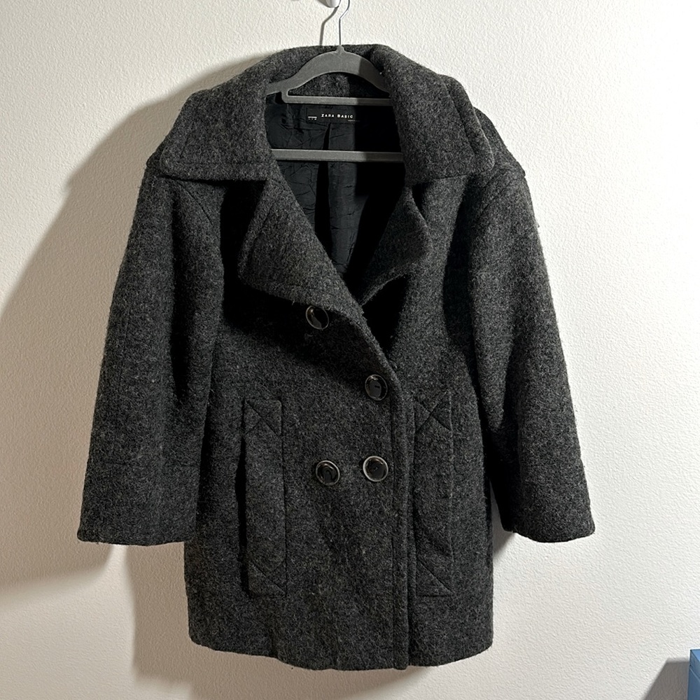 ZARA Basic Wool Dark Grey Coat